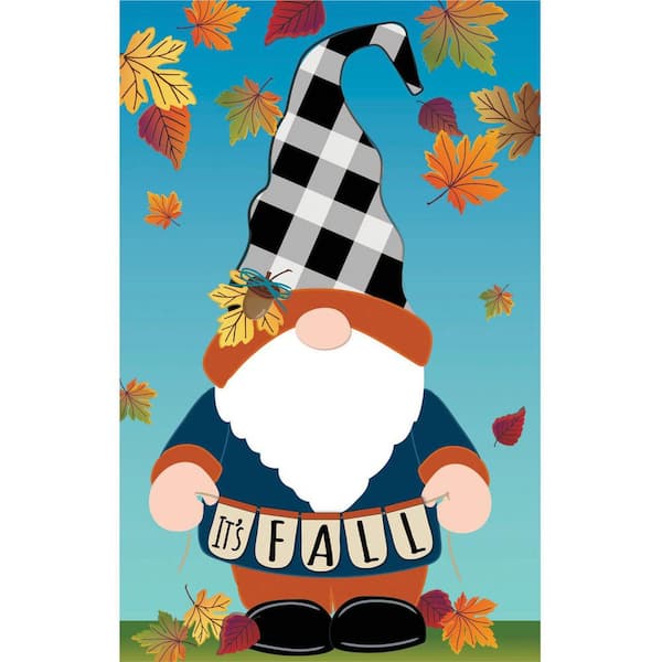 Evergreen 1 ft. x 1-1/2 ft. Fall Gnome Garden Linen Flag