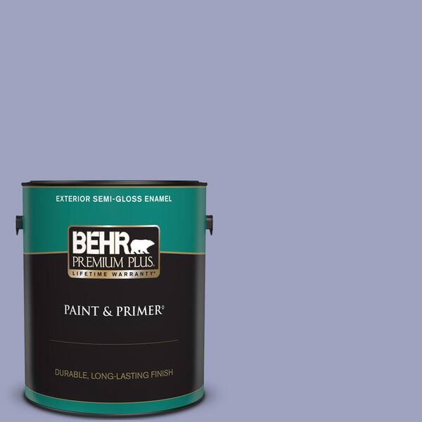 BEHR PREMIUM PLUS 1 gal. #630D-4 Ruffled Iris Semi-Gloss Enamel Exterior Paint & Primer
