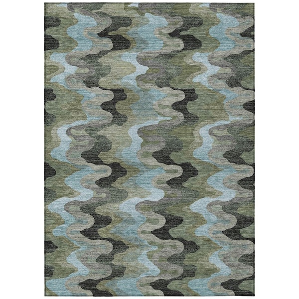 Chantille Machine Washable Indoor/Outdoor Abstract ACN2481 Basil 3 ft. x 5 ft. Area Rug