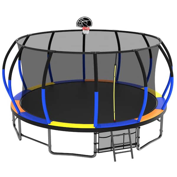 16 ft. Jumping Trampoline with Enclosure and Ladder for Both Kids & Adults, Indoor & Outdoor