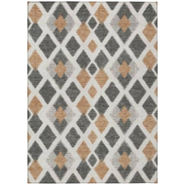 Chantille Machine Washable Indoor/Outdoor Abstract ACN3021 Charcoal 5 ft. x 7 ft. 6 in. Area Rug