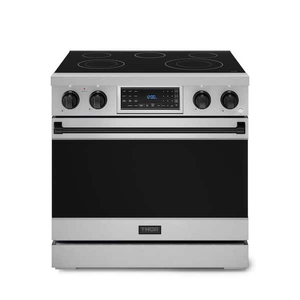 Gordon Ramsay Series 36 in. 5-Burner Elements Freestanding Electric Range in SS/Matte Black with Conv and Air Fryer