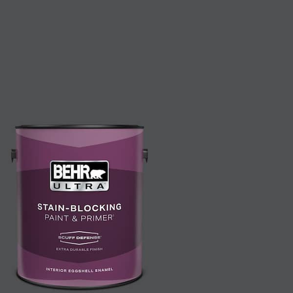 BEHR ULTRA 1 gal. #PPU26-01 Satin Black Extra Durable Eggshell Enamel Interior Paint & Primer