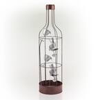 44 in. Tall Indoor/Outdoor Bottle Shaped Water Fountain with Tiering Wine Glasses