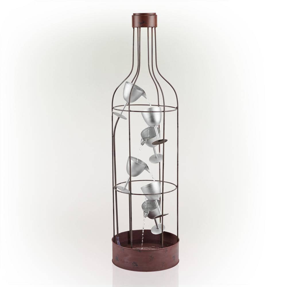 44 in. Tall Indoor/Outdoor Bottle Shaped Water Fountain with Tiering Wine G