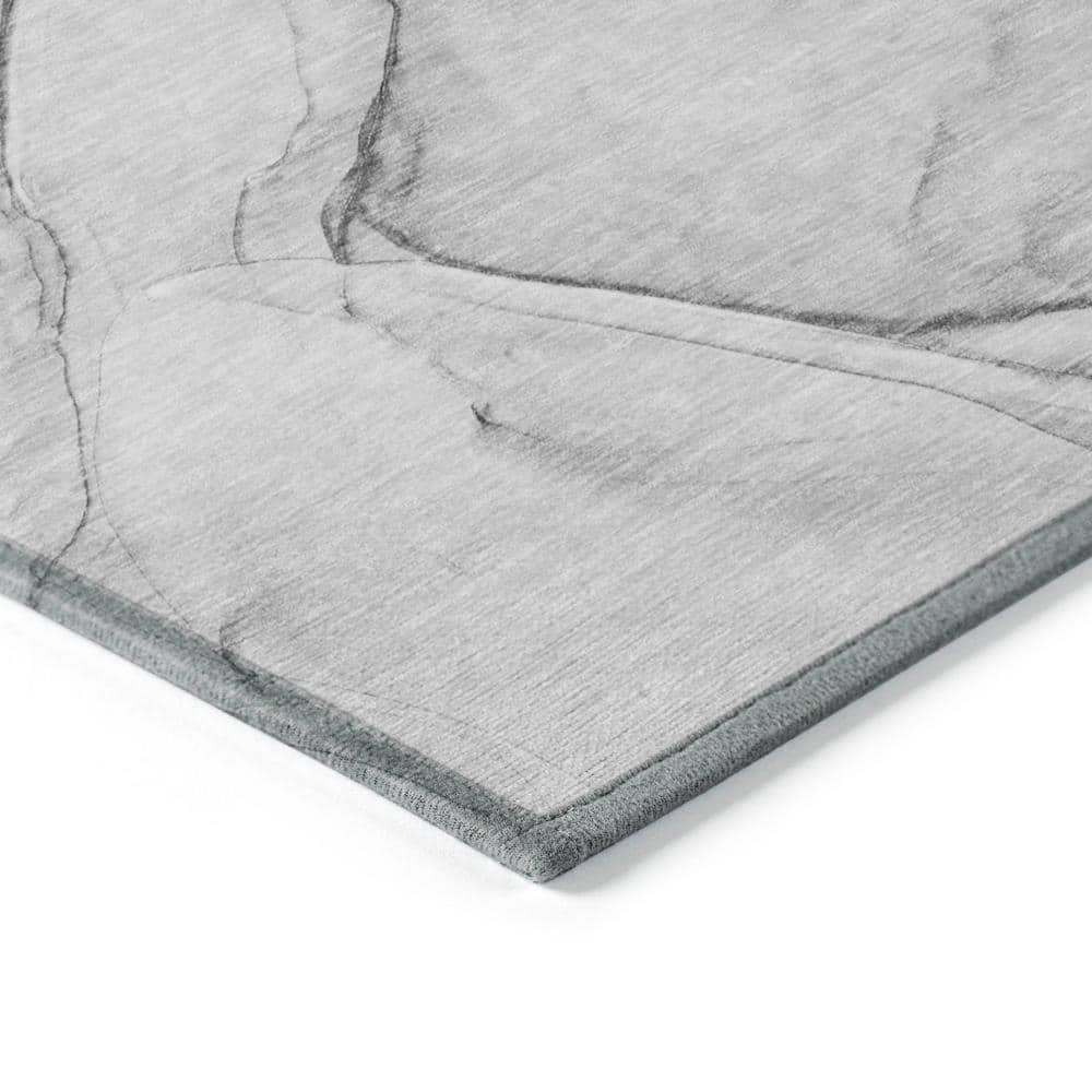 Gray Flat Woven Synthetic Rectangular Washable Rug
