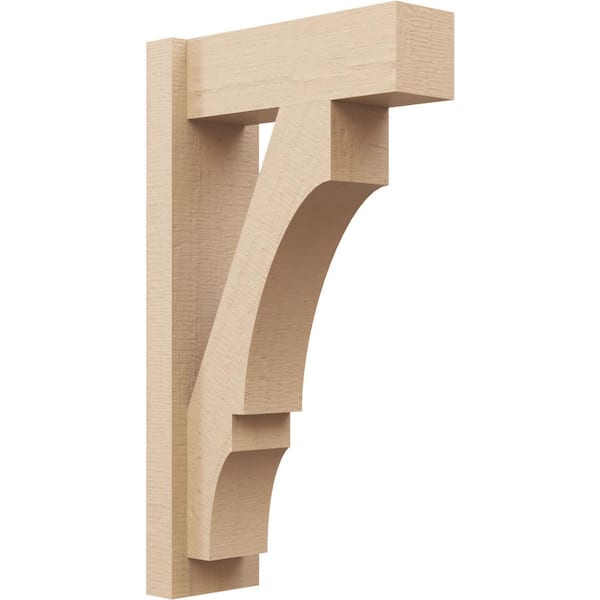 Ekena Millwork 6 in. x 28 in. x 16 in. Balboa Block Rough Cedar Woodgrain Timberthane Polyurethane Outlooker, Primed Tan