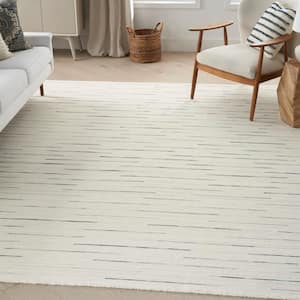 Interweave Ivory 5 ft. x 7 ft. Solid Ombre Geometric Modern Area Rug