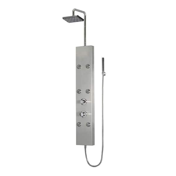 Ariel 6-Jet Shower Panel System in Silver (Valve Included)
