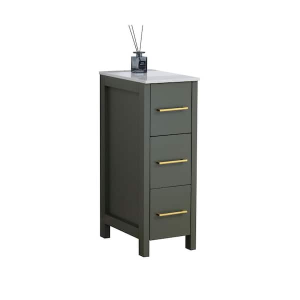 12 in. W x 18 in. D x 33.5 in. H Bath Vanity Cabinet without Top in Vintage Green Narrow Bathroom Storage Cabinet
