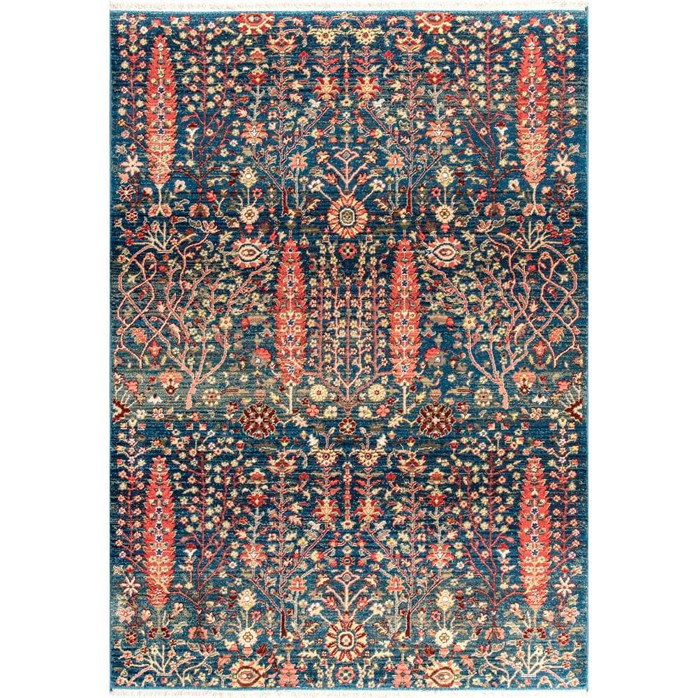 nuLOOM Valentina Tribal Fringe Blue 7 ft. x 9 ft. Area Rug KHTR03B-6709 -  The Home Depot