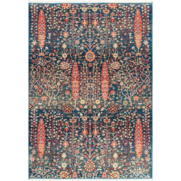 nuLOOM Valentina Tribal Fringe Blue 7 ft. x 9 ft. Area Rug