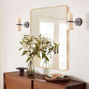 22 in. W x 30 in. H Gold Vanity Rectangle Wall Mirror Aluminum Alloy Frame Bathroom Mirror