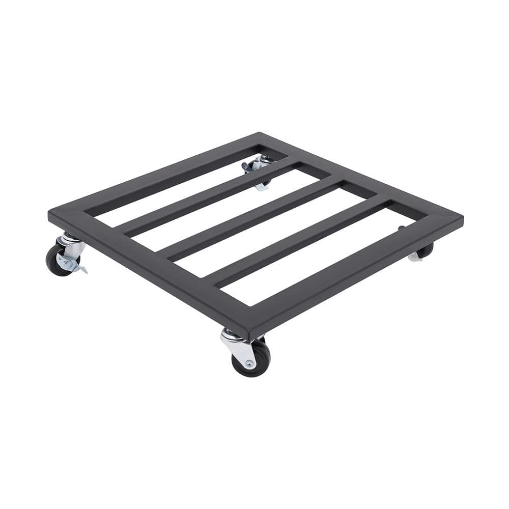 YIYIBYUS 14 in. Black SquareShaped Rolling Plant Stand HeavyDuty Iron
