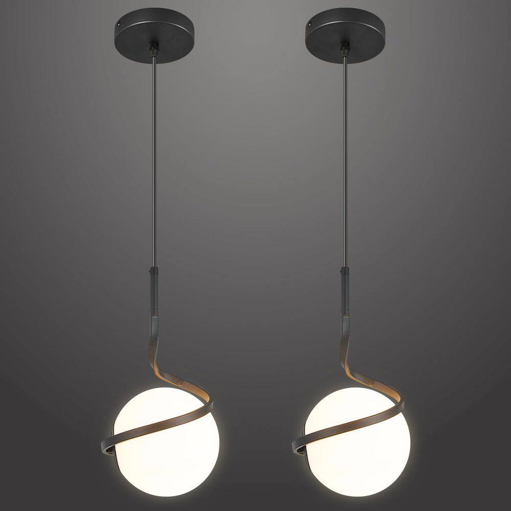 Home Lighting 40W 2-Light Black Modern Pendant Light Glass Globe Chandelier Ceiling Light Fixture for Kitchen Island5 price history on PriceWatchPro