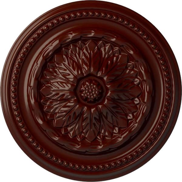 Ekena Millwork 15-3/4" x 1-7/8" Chester Urethane Ceiling Medallion (Fits Canopies upto 2-1/4"), Brushed Mahogany
