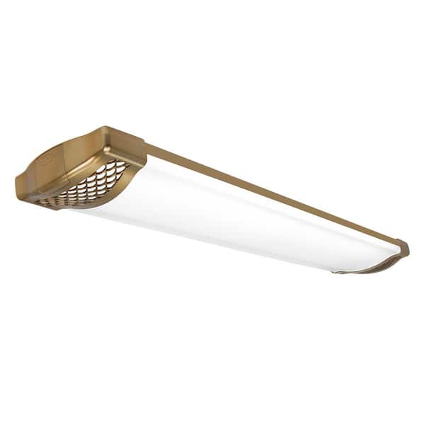 Commercial Electric 4 ft. Matte Gold Honeycomb End Caps 5250LM 75W LED Flush Mount Ceiling Light Adjustable CCT and Night Light (24-Pack)