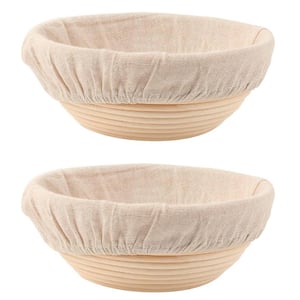 8.5 in. Bread Proofing Baskets Round Dough Proofing Bowls w/Liners Perfect for Home Sourdough Bakers Baking, (Set of 2)