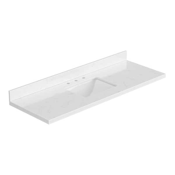 ARIEL 60 in. W x 22 in. D Carrara White Quartz Bathroom Vanity Top