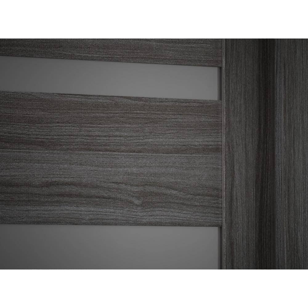 Gray Oak Frosted Glass Solid Core Interior Door Slab