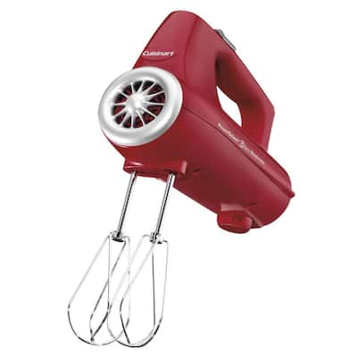PowerSelect 3-Speed Red Hand Mixer with Spatula and Recipe Book