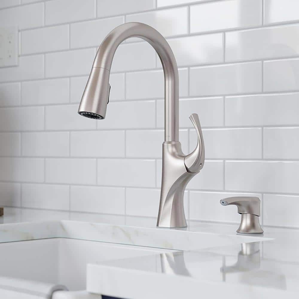 Stainless Steel High Arc Kitchen Faucet with Pull-Down Spray