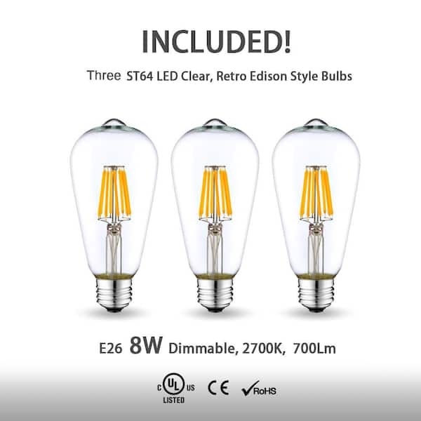 HomeGlam Metro Metal Globes 83 in. Brushed Nickel 3-Lights