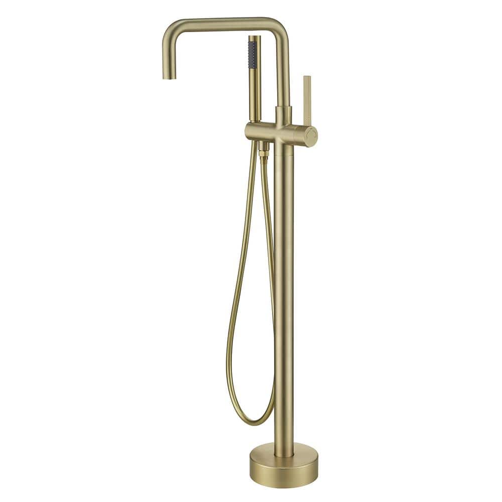 Single-Handle Claw Foot Freestanding Tub Faucet with Hand Shower in Brushed