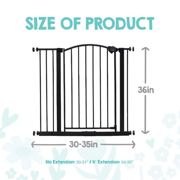 36 in. Extra Tall Arched Decor Baby Gate, Fits 30 in. - 35 in., Pressure Mounted, Bronze
