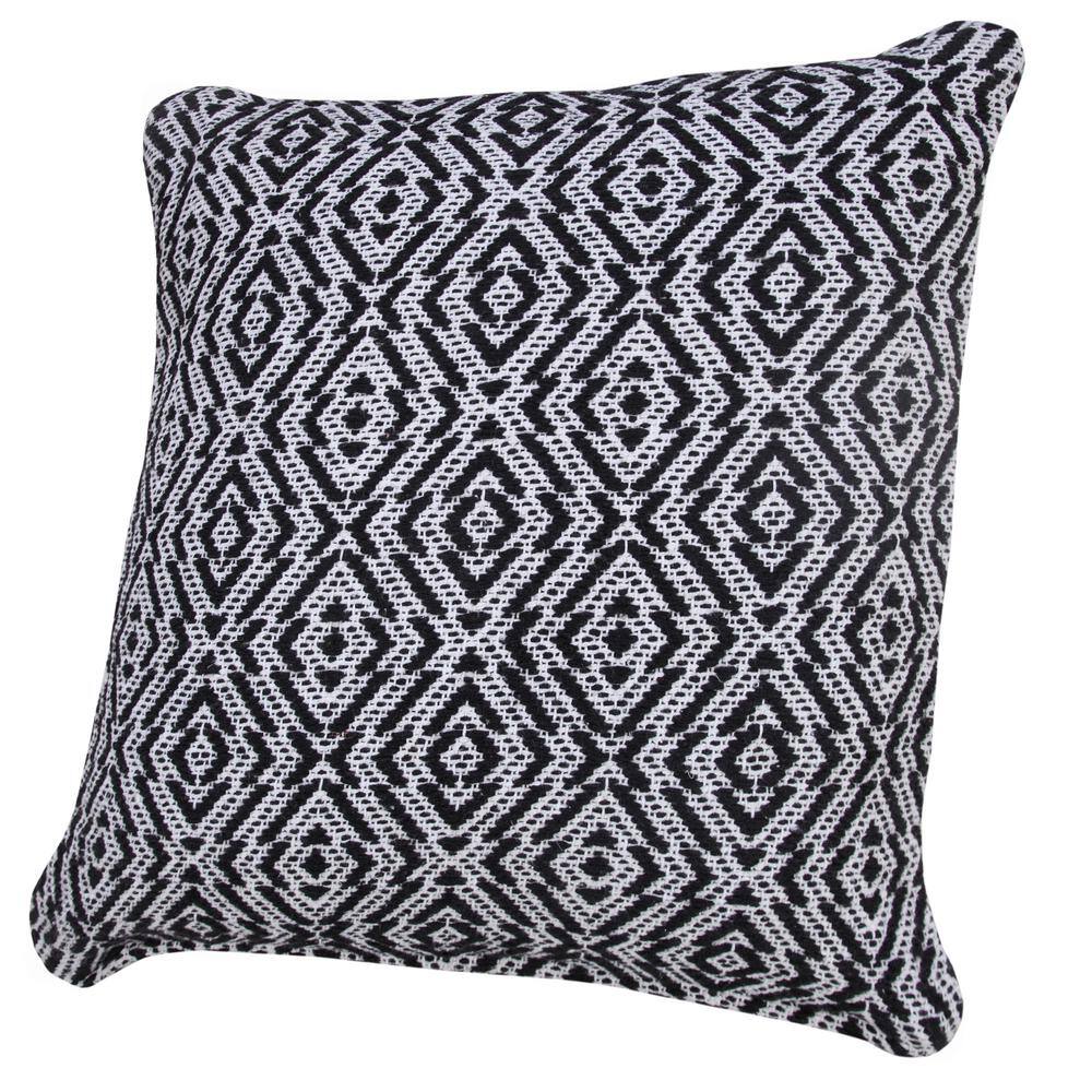 Black and White Diamond Cotton 20" Square Throw Pillow Set
