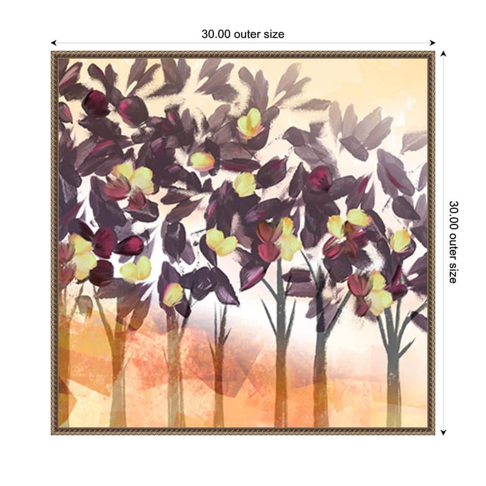 30"x30" Purple Trees Abstract Canvas Art with Bronze Frame