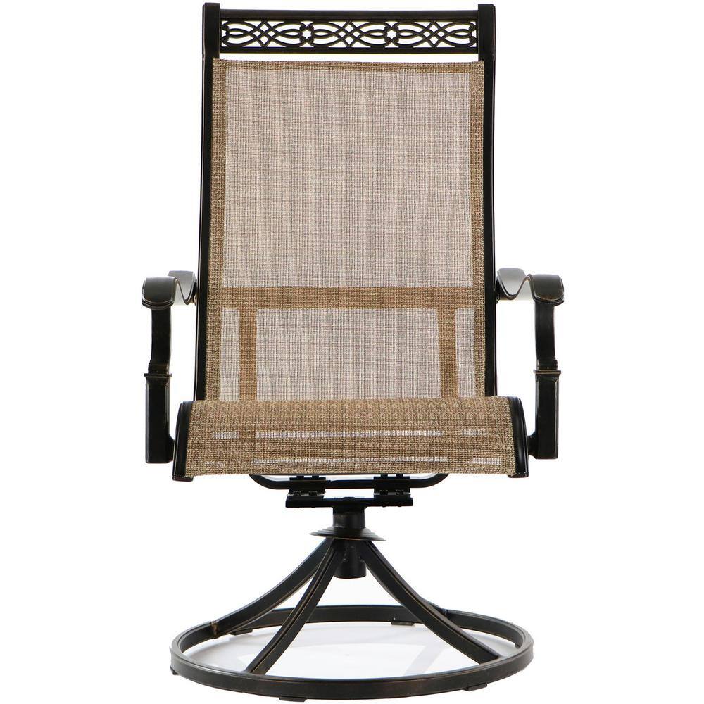 Monaco 5-Piece Bronze Aluminum Outdoor Dining Set with Tan Sling Chairs