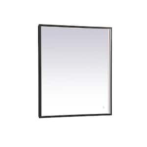 Timeless Home 27 in. W x 30 in. H Modern Rectangular Aluminum Framed LED Wall Bathroom Vanity Mirror in Black