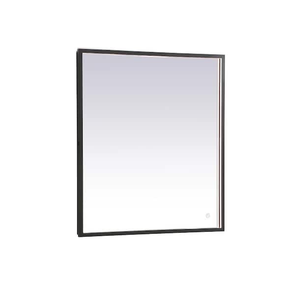 Unbranded Timeless Home 27 in. W x 30 in. H Modern Rectangular Aluminum Framed LED Bathroom Vanity Mirror in Black