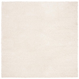 August Shag Ivory 3 ft. x 3 ft. Square Solid Area Rug