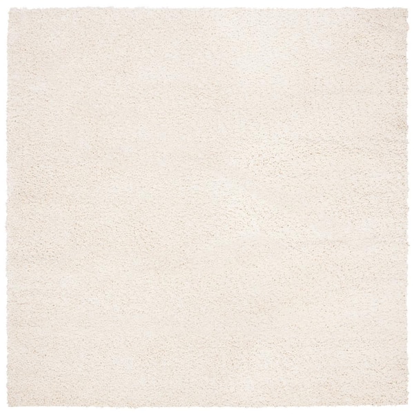 August Shag Ivory Doormat 3 ft. x 3 ft. Square Solid Area Rug