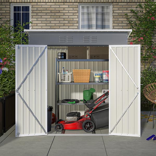 6 ft. W x 4 ft. D Galvanized Steel Outdoor Metal Storage Shed with Double Doors (21 sq. ft.)