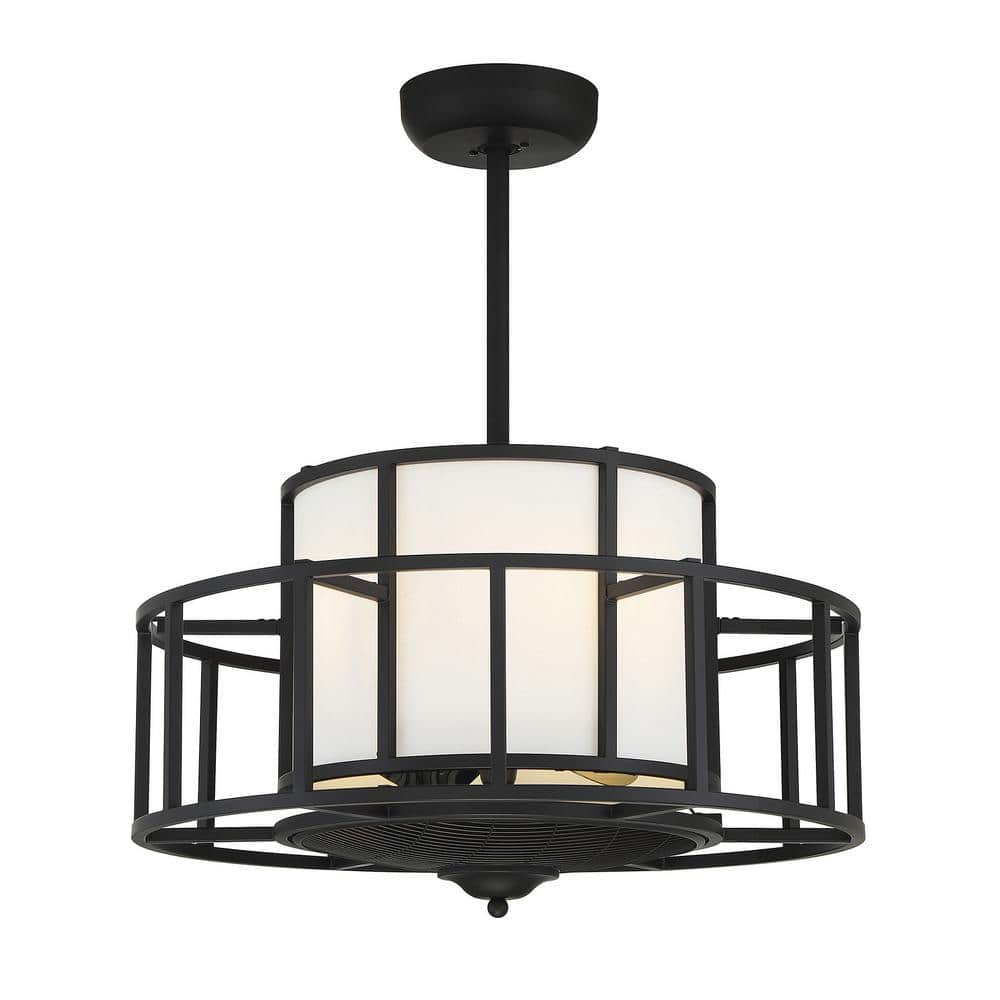 Oslo Matte Black 4-Light Chandelier Fan with Remote