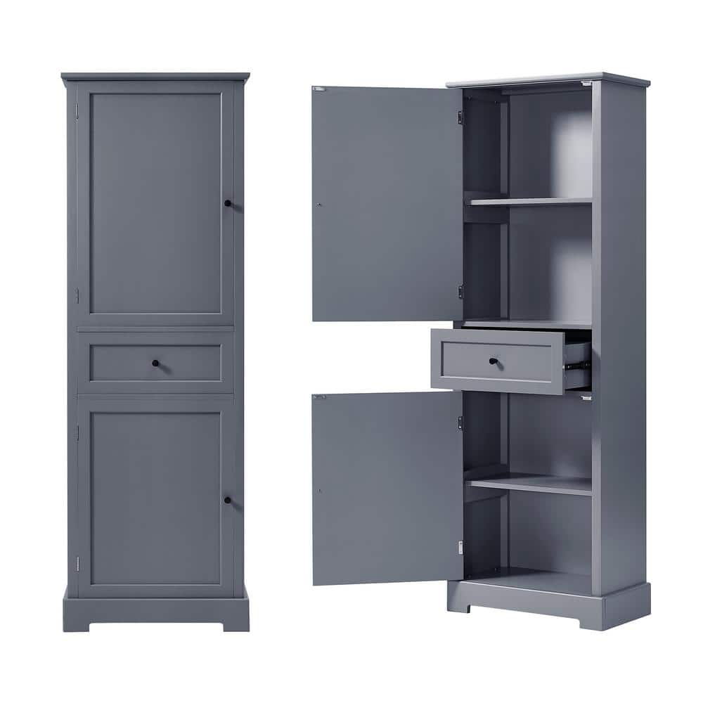 Cesicia 22 in. W x 12 in. D x 65 in. H Gray MDF Freestanding Bathroom