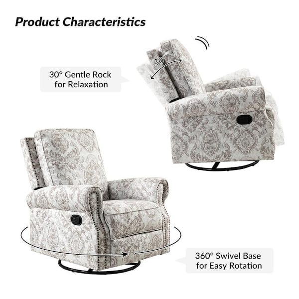 JAYDEN CREATION Bernd Transitional Floral Wingback Manual Swivel Rocker  Recliner with Metal Base set of 2 - Floral RCHD0628-FLORAL-S2 - The Home  Depot