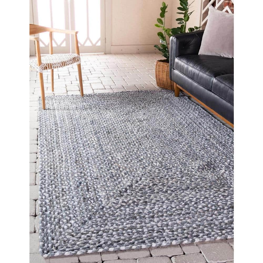Eco-Friendly Hand-Braided Gray Chindi Rug 2' x 3'