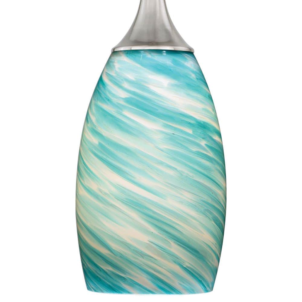 Caribbean Celeste Wave Satin Nickel Mini Globe Pendant Light