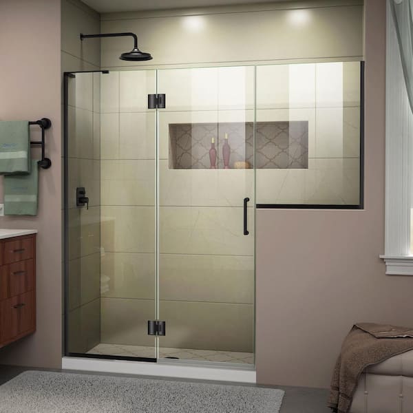 DreamLine Unidoor-X 72 to 72.5 in. x 72 in. Frameless Hinged Shower Door in Matte Black