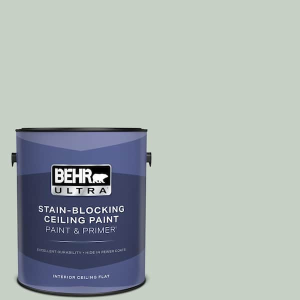 1 gal. #N400-2 Frosted Sage Ceiling Flat Interior Paint with Primer