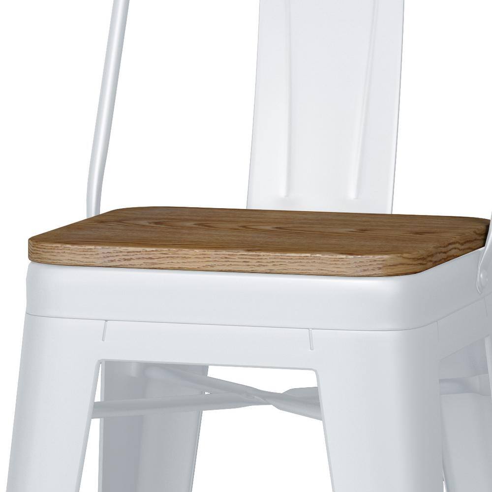 Rayne 24" White Metal and Wood Counter Stools, Set of 4