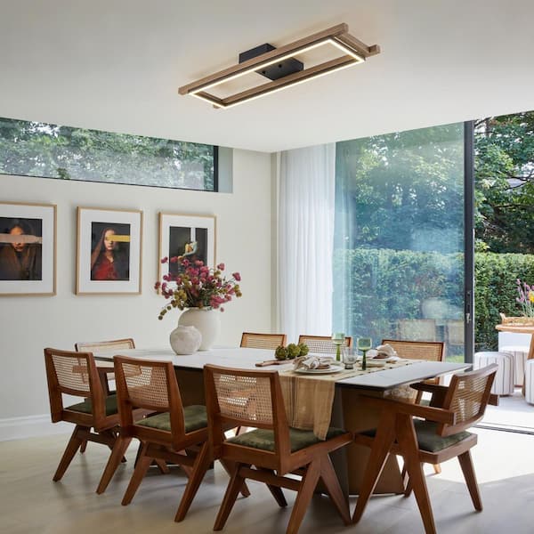 EDISLIVE Irrys 1-Light 27.6 in. Integrated LED Wood Flush Mount