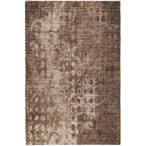 Dream Shag Premium Machine Washable Abstract ADS577 Chocolate 8 ft. x 10 ft. Area Rug
