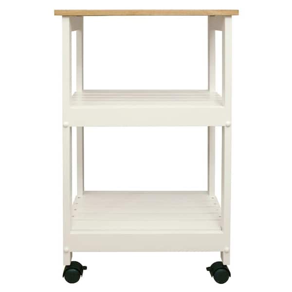 Catskill Craftsmen White Kitchen Cart with Natural Wood Top
