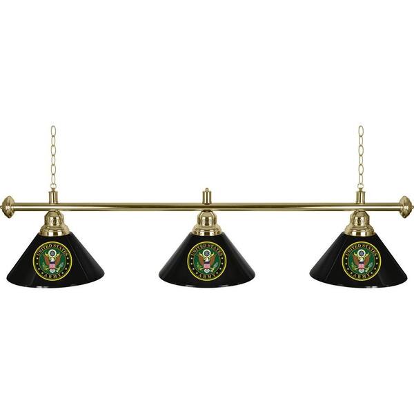 Trademark United States Army Symbol 60 in. Three Shade Stainless Steel Hanging Billiard Lamp