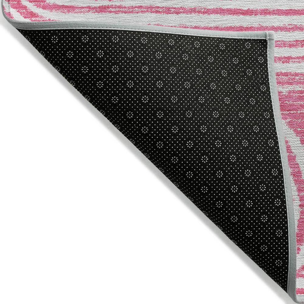 Blush and White Synthetic Flat Woven 5' x 7' Area Rug